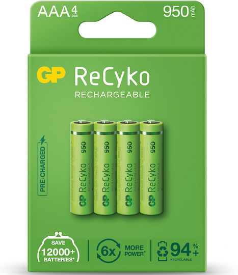 GP Recyko+ Rechargeable Batteries AAA 950mAh 4pcs 656.161uk