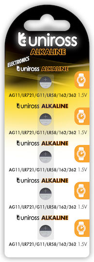 Uniross Lr721 Ag11 Lr58 Alkaline Coin Battery 5pack