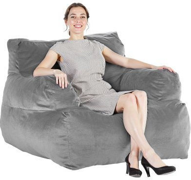 Bean Bag Chair Poof Γκρι Βελούδο