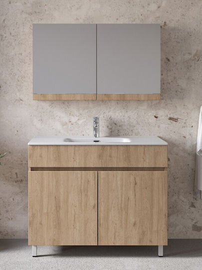 Royal Toledo 100 Walnut 101x46x72cm Vanity Sink Base Mirror Cabinet