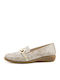 Leather Women's Moccasins in Beige Color