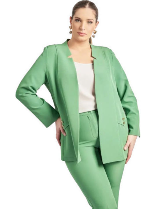 Dina Long Women's Crepe Blazer Green