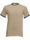 Fruit of the Loom Ringer Ανδρικό Διαφημιστικό T-shirt Κοντομάνικο Khaki/gray
