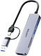 Unitek Hub 3 Θυρών USB 3.1 με σύνδεση USB-A / USB-C Γκρι