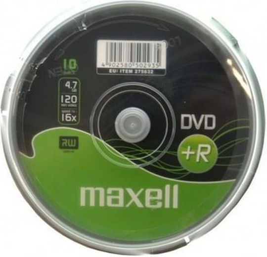 Maxell Записваеми DVD+R 16x 4.7ГБ Кутия за торта 10бр