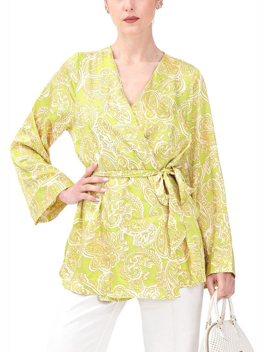 Only Life Women's Kimono Ecru, Orange, Green