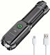 Professional Aluminum Siks Flashlight Adjustable Light Telescopic Focus 200 Meter Range 36w Led Waterproof Ip44 Rechargeable Battery Charging Cable Black
