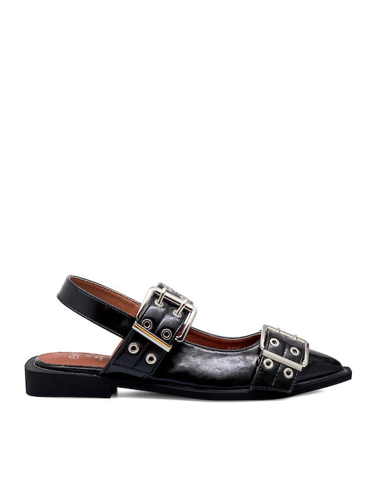 Exe Synthetic Leather Ballerinas With strap Black Exe Synthetic Leather Ballerinas With strap Black