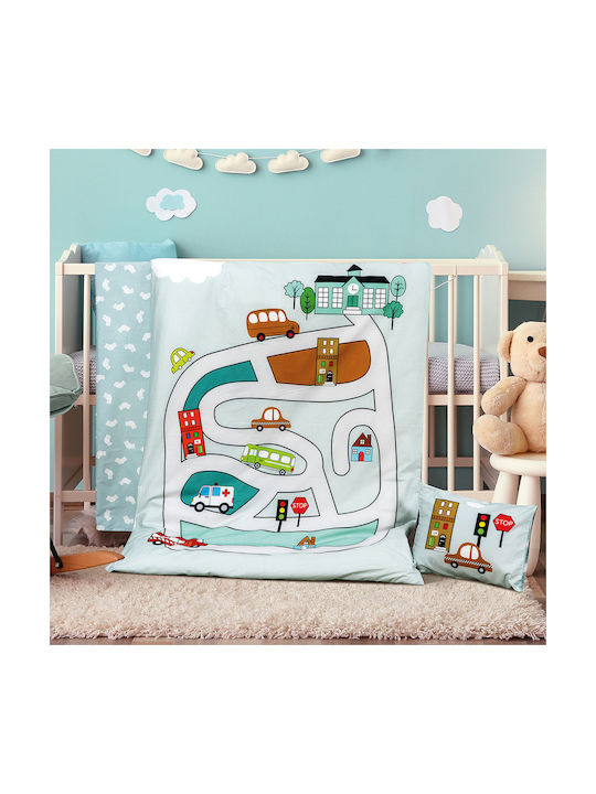 Beauty Home Road 5184 Baby Sheets Set Crib Cotton Light Blue 120x160cm 3pcs