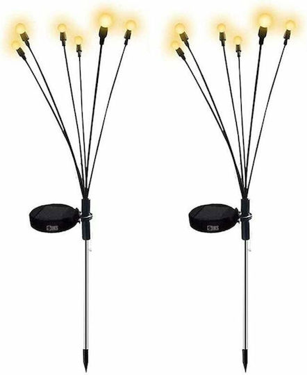 Set 2 Solar Garden Lamps Decorative Grass Solar Charging 8 Leds Firefly Effect 2 Light Modes Includes Stake Waterproof Warm White