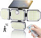 Siks Outdoor Solar Lamp Solar Panel 185 Powerful Leds Garden Pathway Home Entrance Adjustable Lamp In 4 Points Neutral Light Remote Control Light Motion Sensors Ip65 Waterproof Jh2728 Black