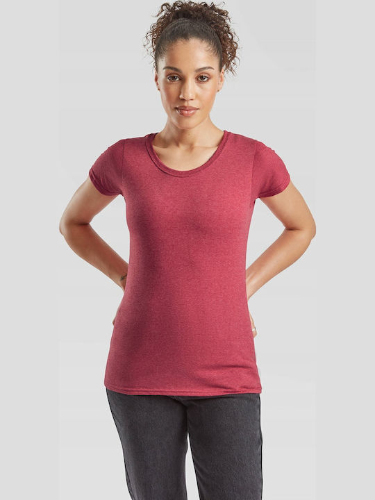 Fruit of the Loom Valueweight Unisex Διαφημιστικό T-shirt Κοντομάνικο Heather Red