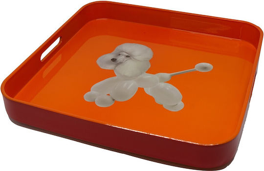 WD Lifestyle Quadratisch Serviertablett mit Griffen in Orange Farbe 34x34cm 1Stück