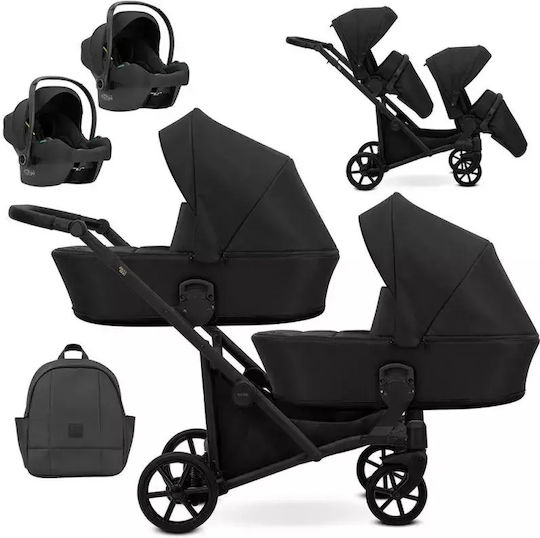 Kunert Brav Duo 3 in 1 Verstellbar Doppelter Kinderwagen Geeignet für Neugeborene Black 11.6kg