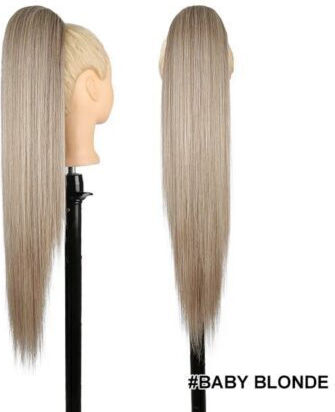 Ponytail Gkm Synthetic Human Hair Keratin Kanekalon No Frizz No Shine No Tangles Straight 71cm Nest System Code Baby Blonde