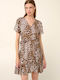 Sommer Mini Kleid Wickel Leo-Print
