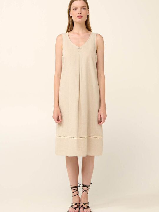 Sommer Midi Damenkleid Beiges Haut