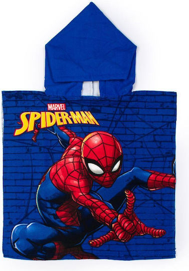 Dimcol Beach Poncho Quick Dry Marvel Spider-man 04 50x100 Blue 100% Microfiber