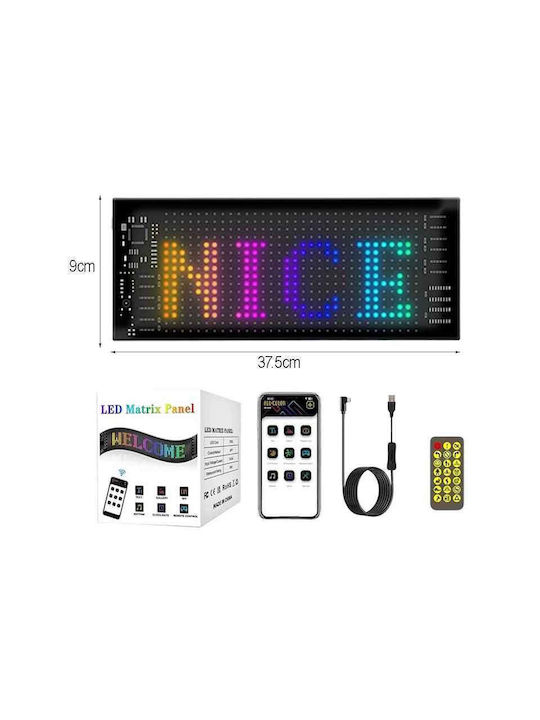 Εύκαμπτη Led Πινακίδα Rgb Bluetooth Κινούμενες Εικόνες Κείμενο Μέσω Εφαρμογής 37.5x9cm Led Matrix Panel 074137