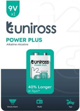 Uniross Alkaline Pp3 9v Power Plus Battery 1pc