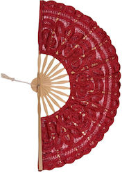 Silk Fashion Handmade Red Fan 27cm