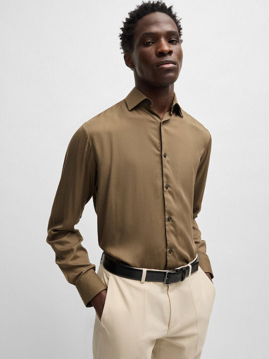 Hugo Kenno Long-sleeved Shirt Dark Beige