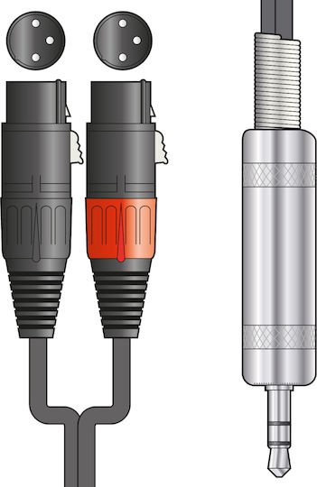 Chord XLR Cables 2 x XLR Male - 3.5mm Male Black 1m