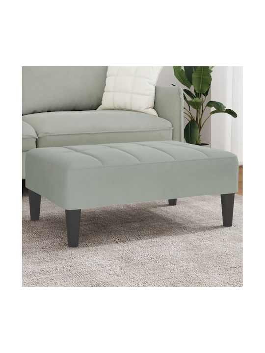 Velvet Upholstered Footstool Light Gray 77x55x31cm