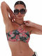 Secret Garden High Neck Bikini Top With Padding Floral Blue