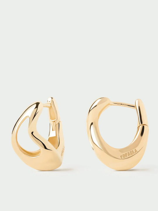 Kritsimis Earrings Hoops made of Silver Gold Plated with Stones