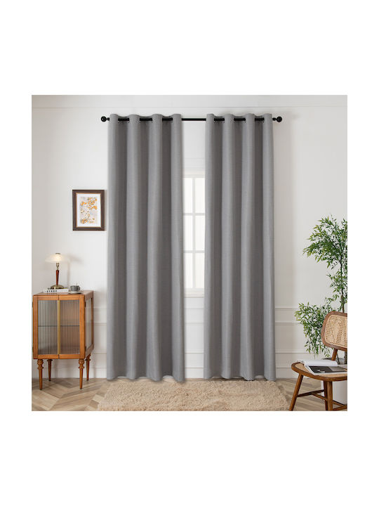 Beauty Home Κουρτίνα Συσκότισης με Τρουκς Γκρι 140x270εκ.