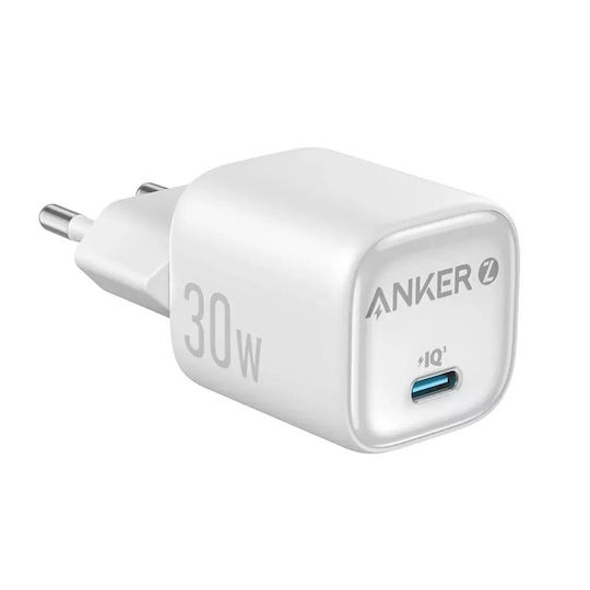 Anker Ladegerät ohne Kabel GaN mit USB-C Anschluss 30W Stromlieferung Weißs (Zolo)