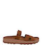 Bianca Leather Women's Flat Sandals Mochaccino