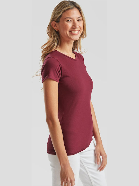 Fruit of the Loom Iconic Γυναικείο Διαφημιστικό T-shirt Κοντομάνικο Burgundy