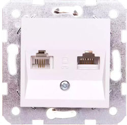 Viko Karre Electrical Socket Rj11/rj45 Cat 5e White 90963635