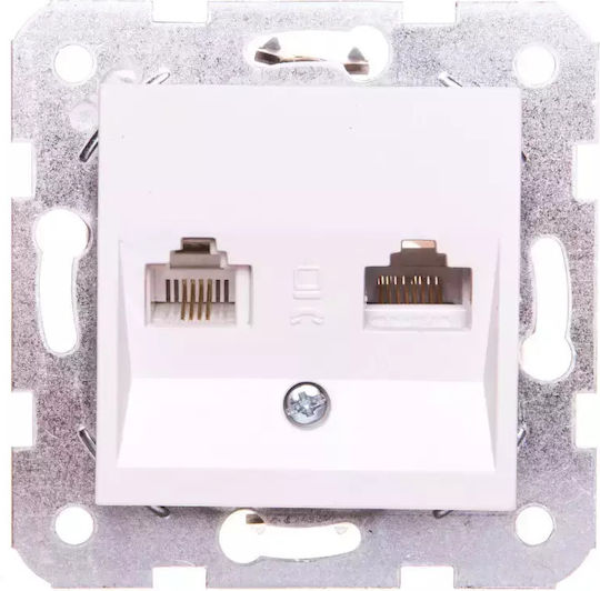 Електрически контакт Viko Karre Rj11/rj45 Cat 5e Бял 90963635