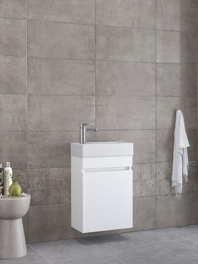 Furnibath Πάγκος με Νιπτήρα Μ45xΒ60xΥ26cm Λευκή Λάκα