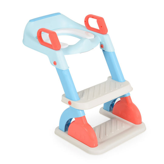 Cangaroo Toddler Toilet Seat Murray With Footrest Handles And Blue Cushion