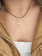 Women's Cross from Gold Plated Steel with Cord
