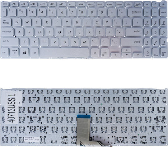 Laptop Keyboard Asus Vivobook 15 X512 X512d X512da X512f X512fa X512u X512ua X512ub S512fb Y5200f 90nb0kr2-r32us1 US No Frame Silver Code 40713ussil
