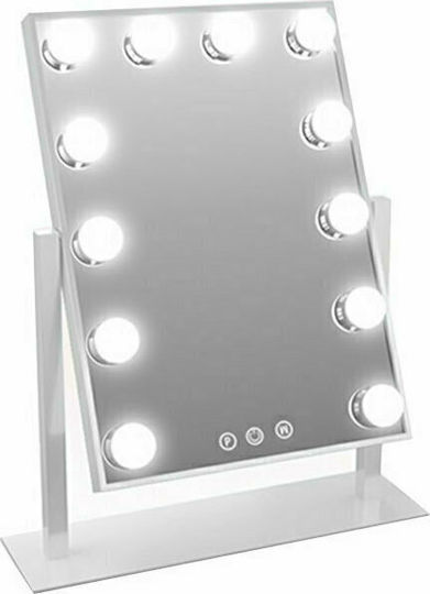 ACP Oglindă de machiaj De birou cu lumină 30x40cm Alb