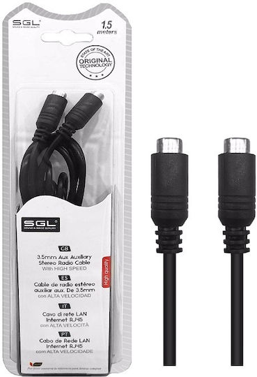 3,5mm Klinkenkabel 3,5mm Buchse - 3,5mm Buchse Schwarz 1,5m 17623