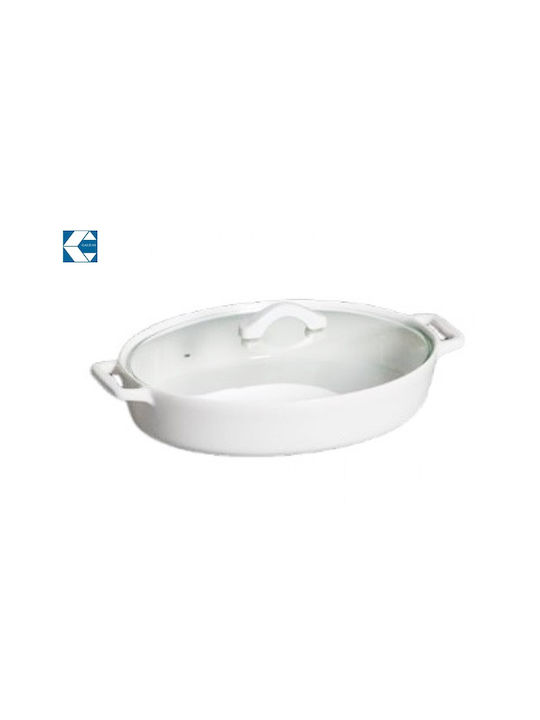 Galifas Porcelain Oval Heat-Resistant Cookware with Lid 3500ml