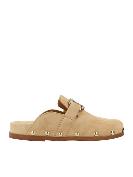Alpe Mules mit Absatz in Tabac Braun Farbe