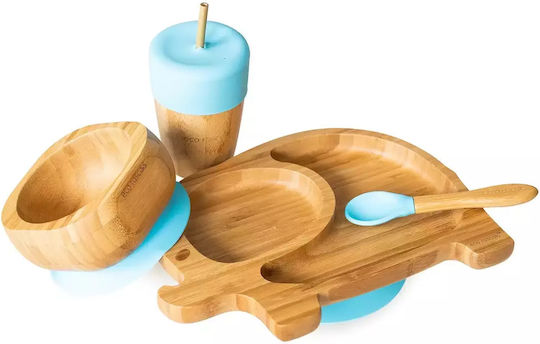 Tommee Tippee Σετ Φαγητού Eco Rascals από Ξύλο με Αντιολισθητική Βάση Μπλε 4τμχ