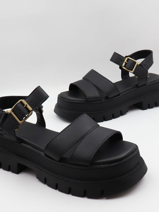 Γυναικεία Σανδάλια Flatforms Μαύρα
