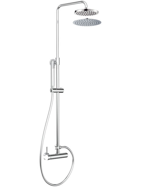 Coloană de duș Baterie Art Line 2 Fluxuri Slim Inox Ø20 Crom Inteflex 087930