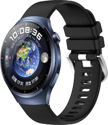 Huawei Watch 4 Pro 22mm Liquid Glossy Silver Buckle Silicone Band Μαύρο
