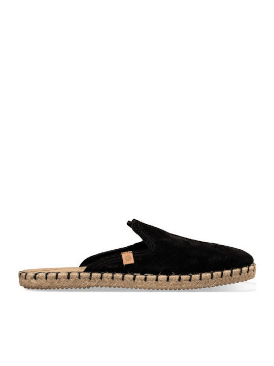 Suede Mules με Τακούνι σε Μαύρο Χρώμα