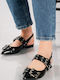 Damen Ballerinas Slingback mit Riemen in Schwarz Farbe